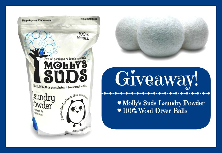 Giveaway: Molly's Suds Laundry Powder and 100% Wool Dryer Balls (2 Set) ~ $61 Value!