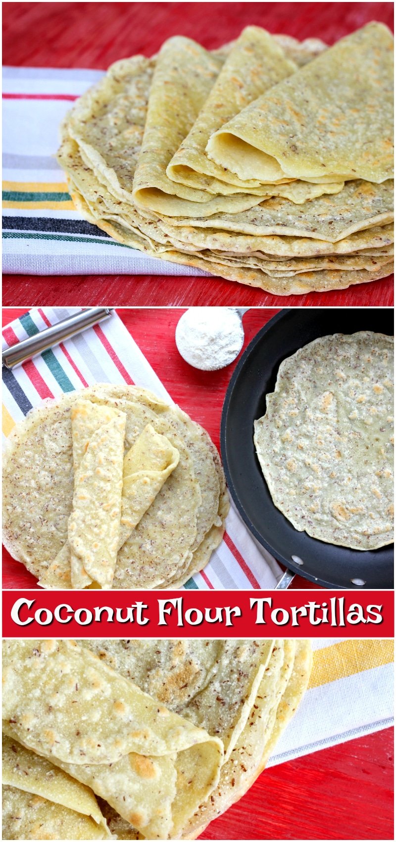 These gluten-free coconut flour tortillas are delicious and perfect for tacos, burritos, and wraps! Coconut Flour Tortillas