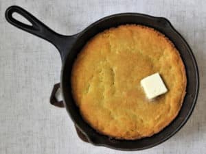 cast iron skilled with keto cornbread