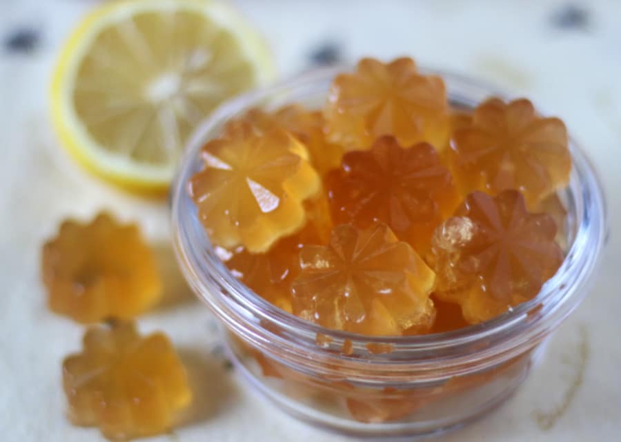glass cup of apple cider vinegar gummies.