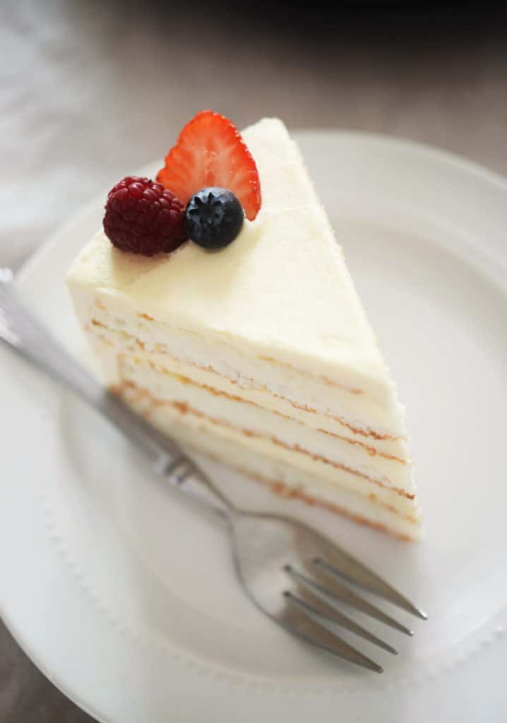 coconut flour white cake on a plate