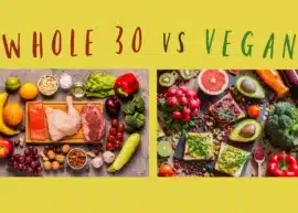 A selection of foods appropriate for a Whole 30 diet. A variety of vegan options.