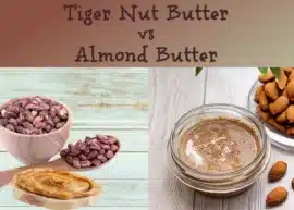 A bowl and a spoon heaped with tiger nuts set with a slice of bread with tiger nut butter. A bowl of almond butter and a plate heaped of almonds.