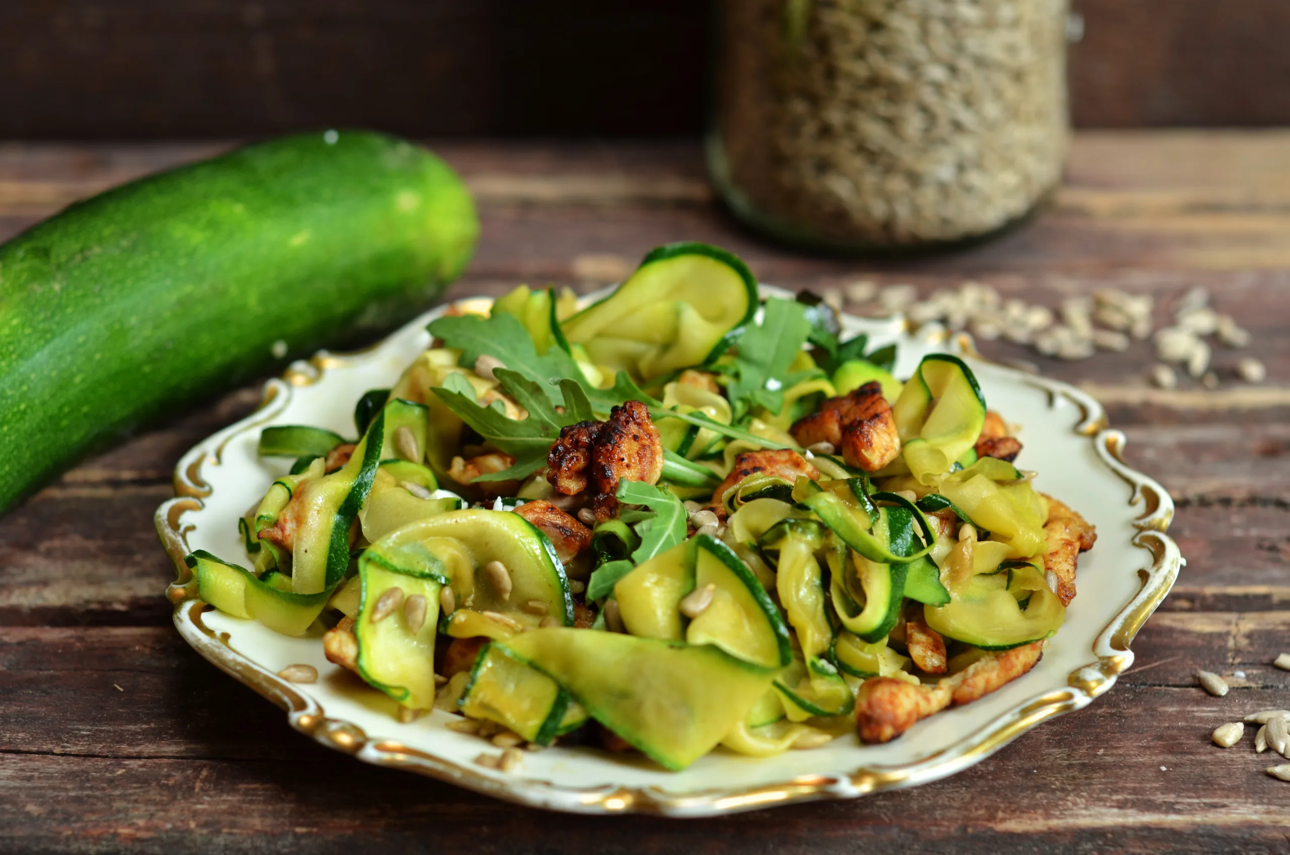 A portion of zesty cilantro lime chicken served on a vintage plate. 