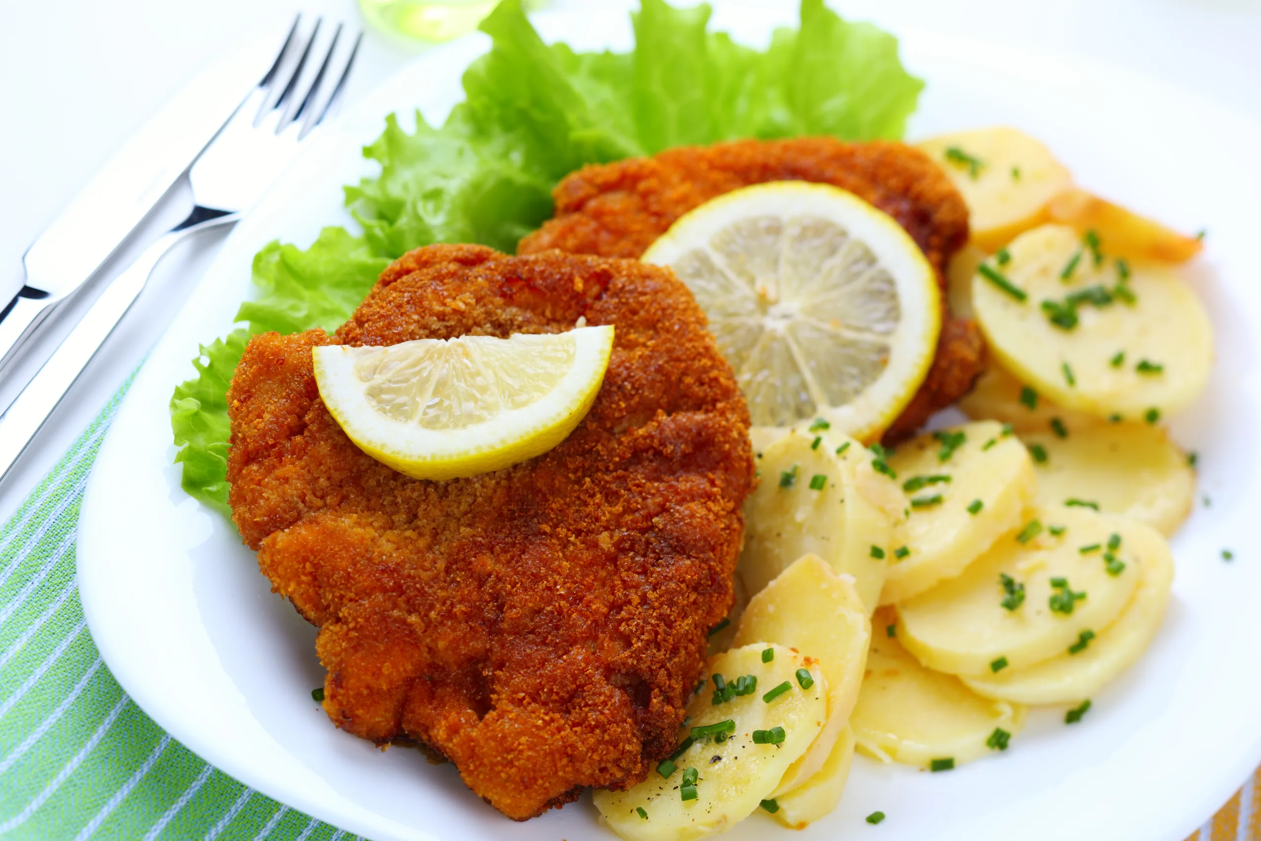 Wiener schnitzel, served with potato salad
