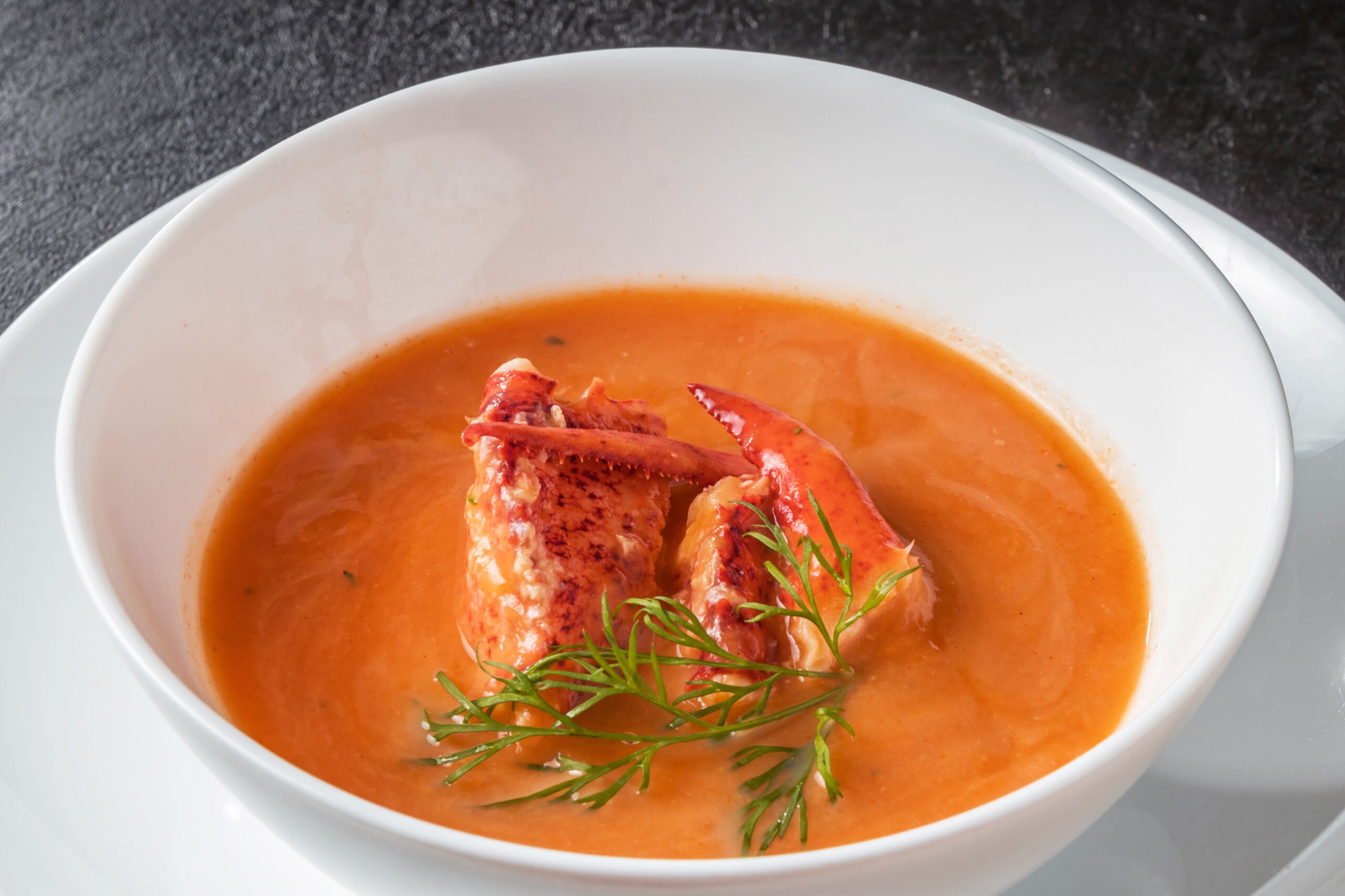 Lobster,Bisque Close-up of a lobster bique serving.