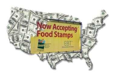 Food stamps on an American map