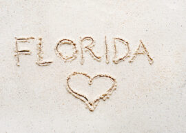 Florida written in sand