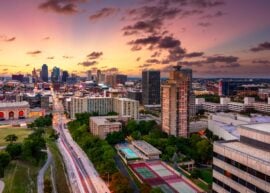 Kansas City skyline at sunset
