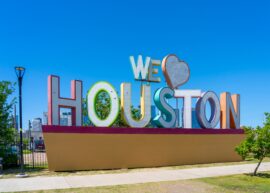 Sign says "We Love Houston"