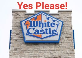 White Castle logo with "Yes Please!" written above it in red letters