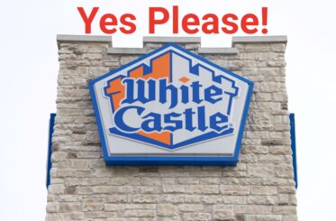 White Castle logo with "Yes Please!" written above it in red letters