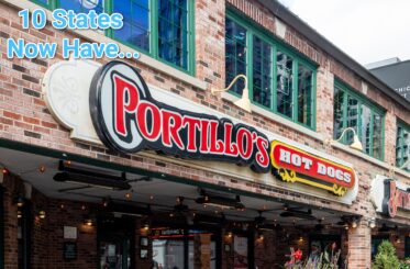 Portillo's Hot Dogs sign with "10 States Now Have..."