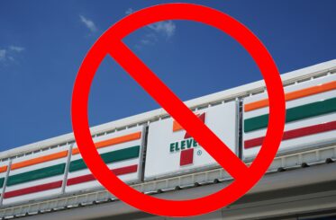 7-Eleven logo with a red cancel sign over it