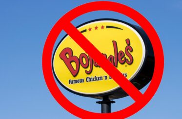 Bojangles sign with a big red cancel symbol over it
