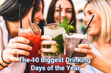 "The 10 Biggest drinking Days of the Year" with three women toasting