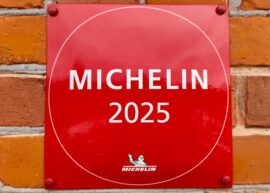 Michelin 2025 plaque on a brick wall