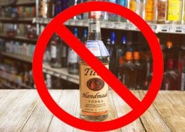Tito's bottle with a "no" sign on top