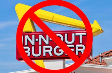 In-N-Out sign with a big red cancel symbol over it