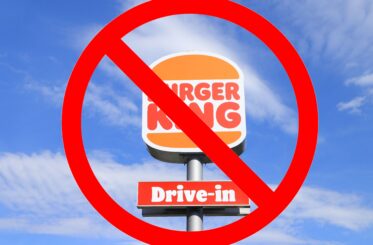 Burger King sign with a big red cancel symbol over it