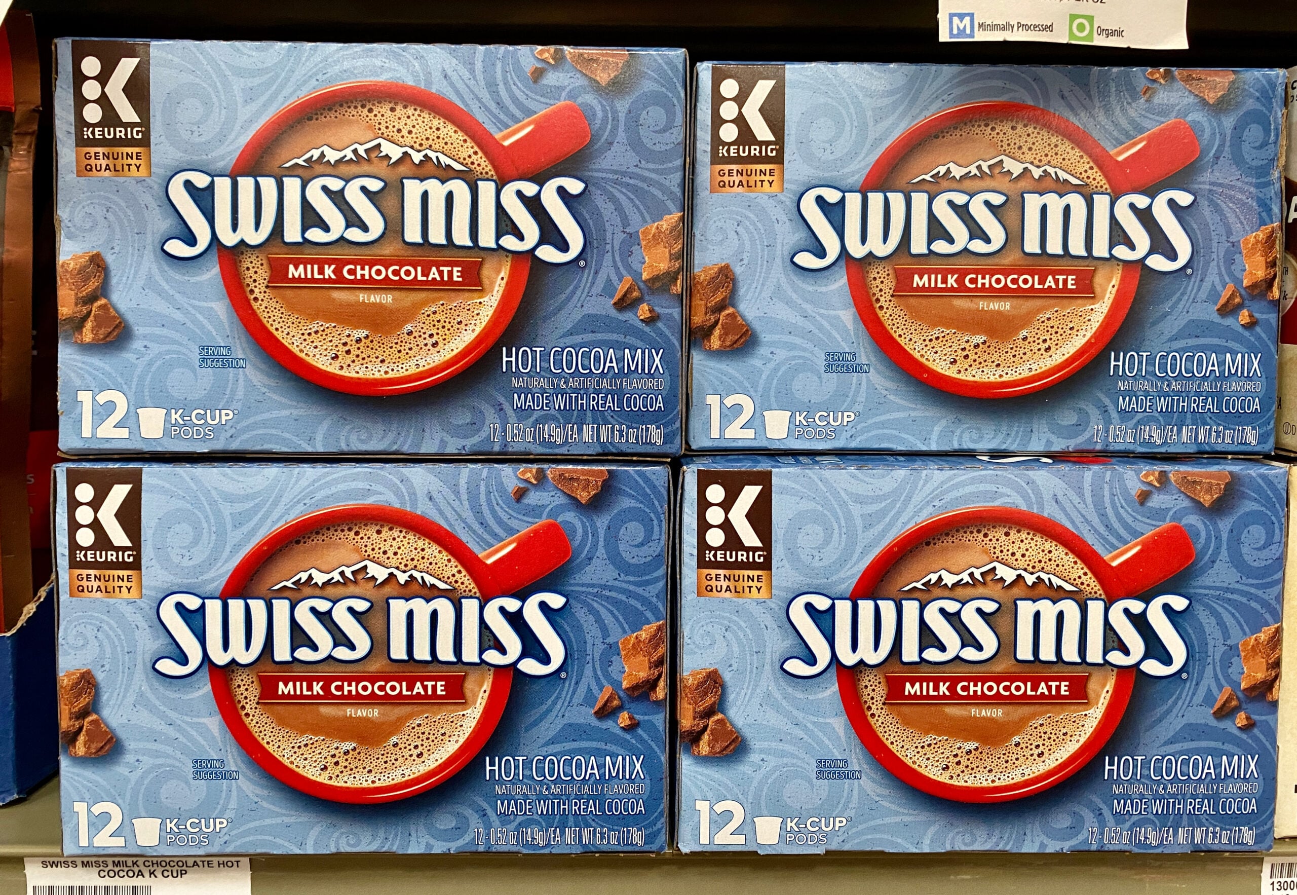 Swiss Miss hot milk chocolate k-cup Keurig pods.