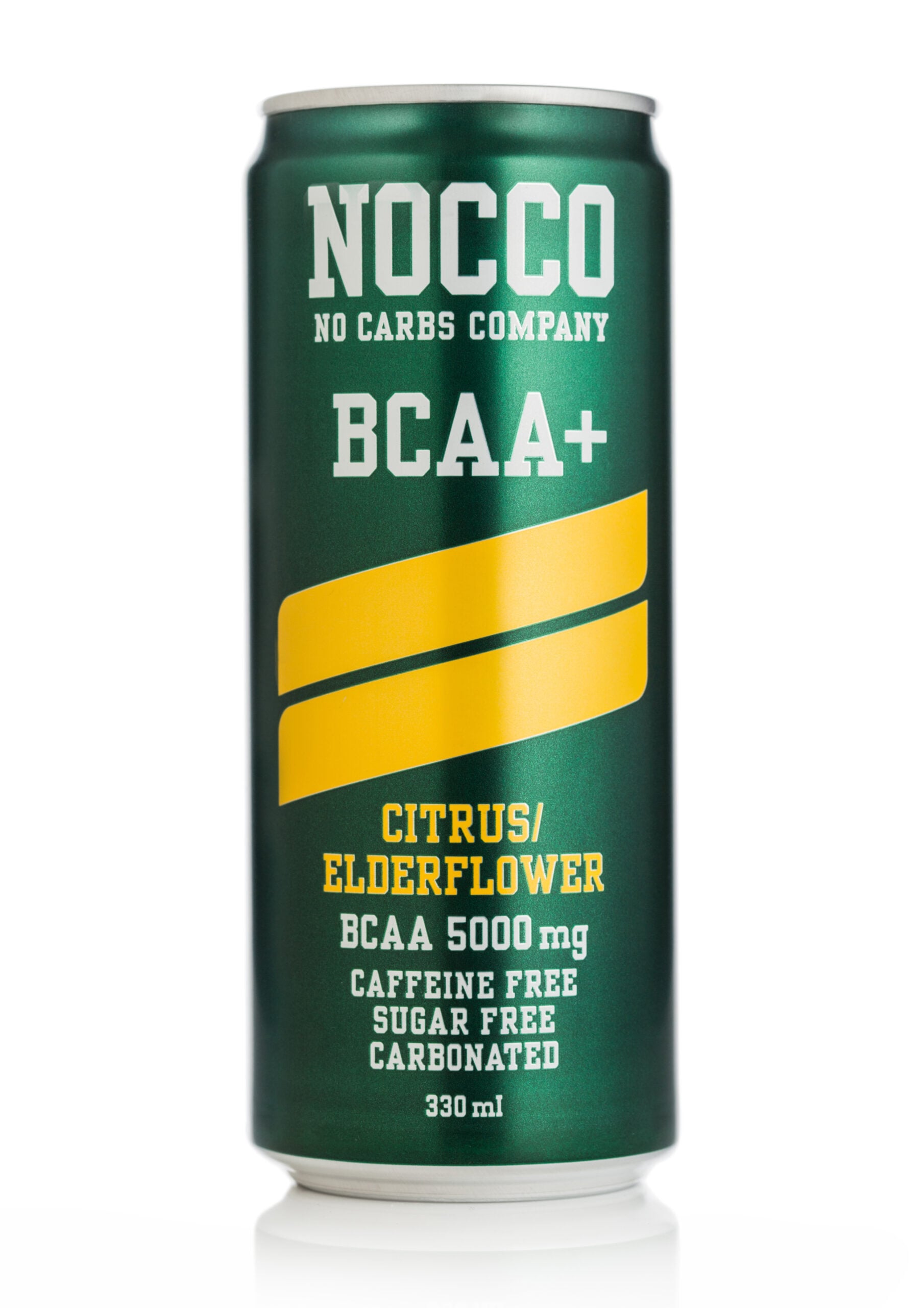 A single can of Nocco energy drink against a white backdrop. 