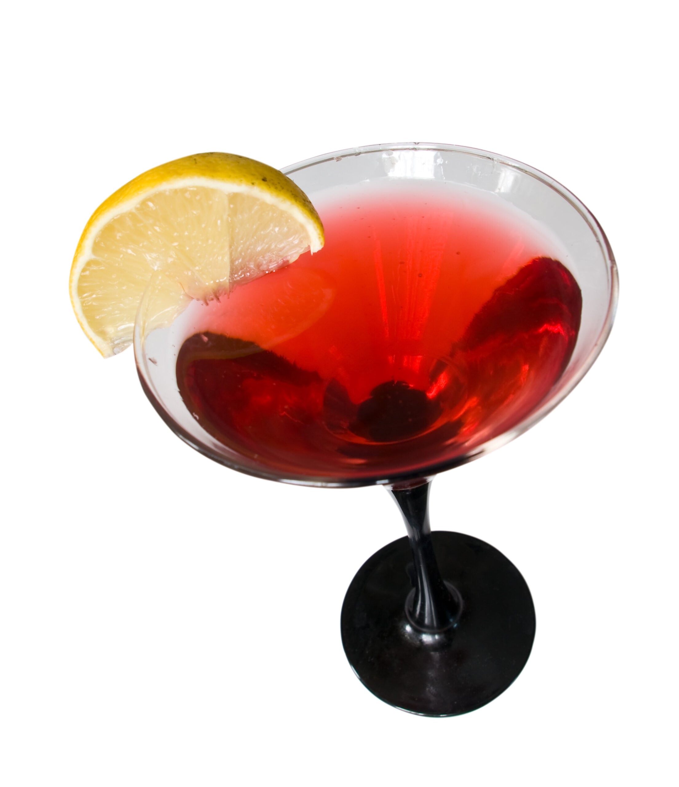 A plain white background featuring a delicious Vesuvio cocktail. 