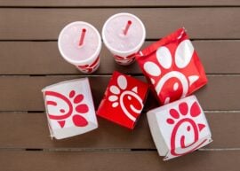 chick-fil-a boxes and drinks