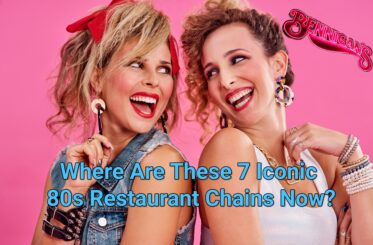 Two women in 80's clothes laughing. Bennigan's sign. "Where Are These 7 Iconic 80s Restaurant Chains Now?"