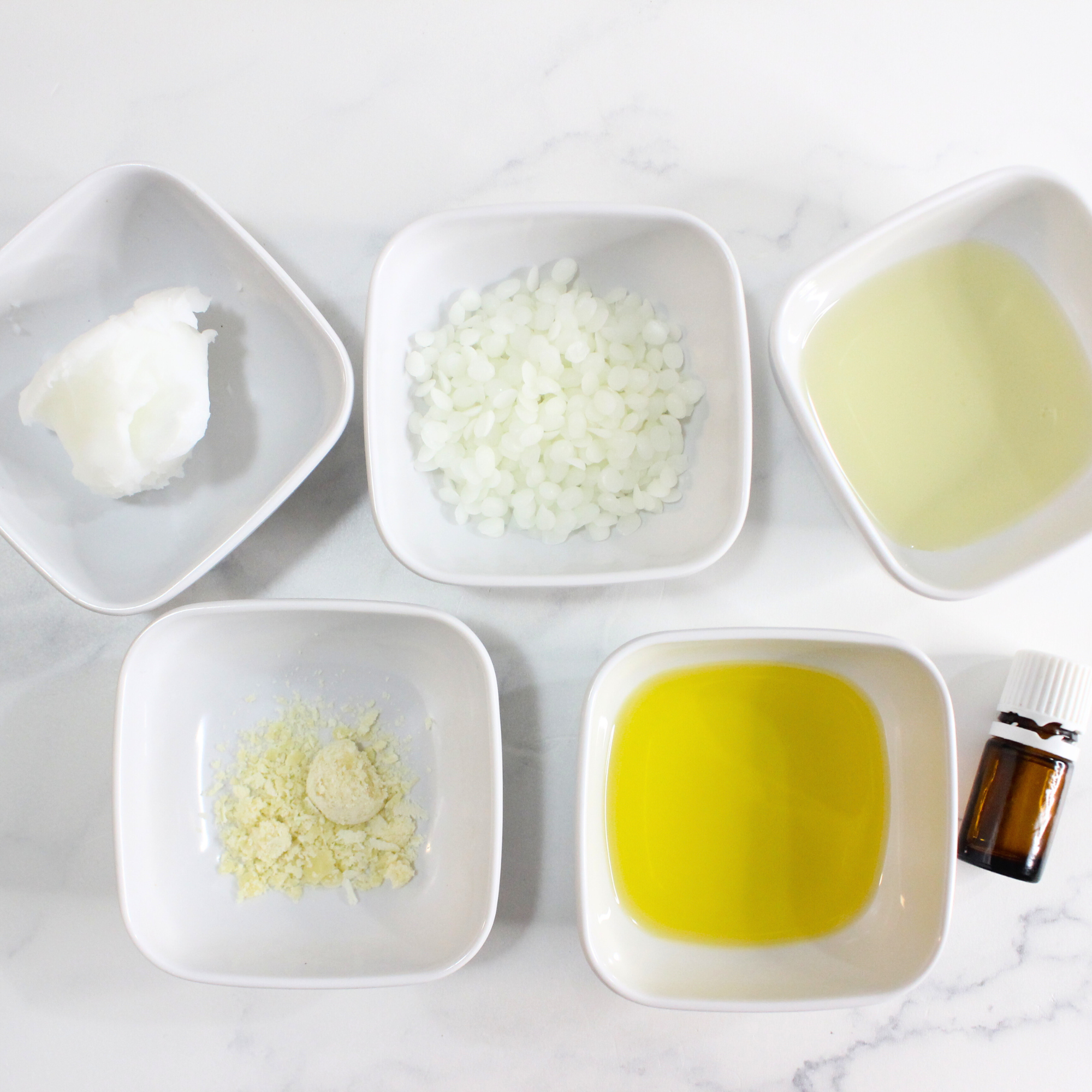 Ingredients for making homemade lip balm.