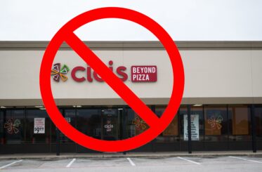 Cici's pizza logo with a big red cancel sign over it