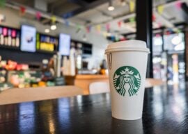 Cup of brewed Starbucks coffee.