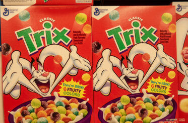 Two Trix cereal boxes with colorful design.