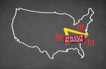 US map with an In-N-Out logo on the Eastern side. And exclamation points.