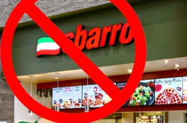Sbarro sign with a big red cancel symbol over it