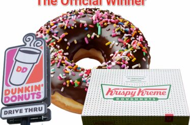 Krispy Kreme vs. Dunkin Donuts with a donut and "The Official Winner"