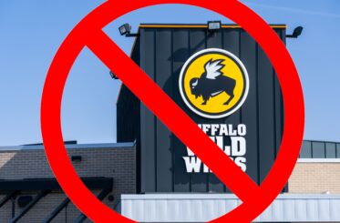 Buffalo Wild Wings with a big red "cancel" symbol over it