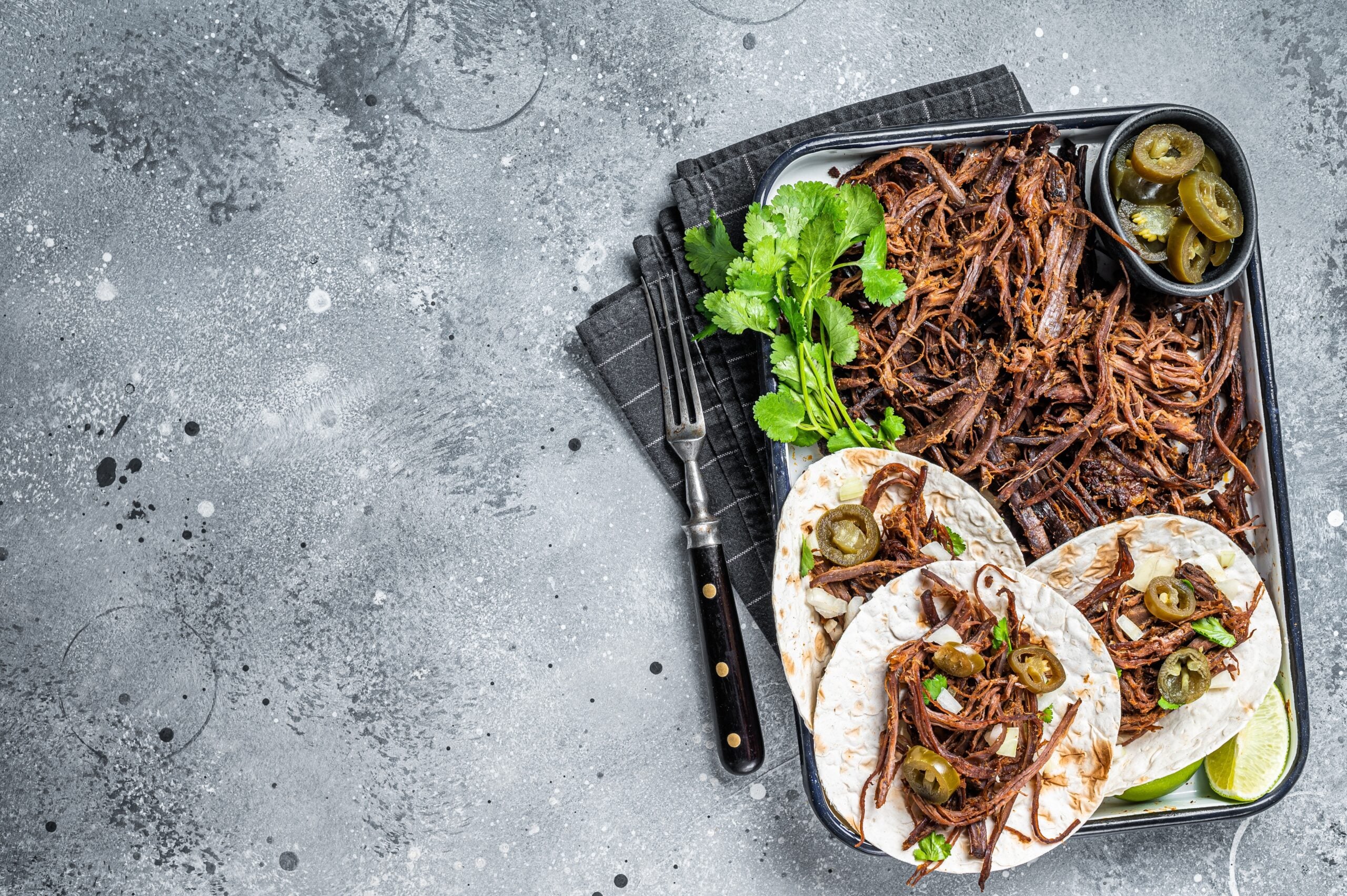 #6: Beef Barbacoa Tacos (three tacos)