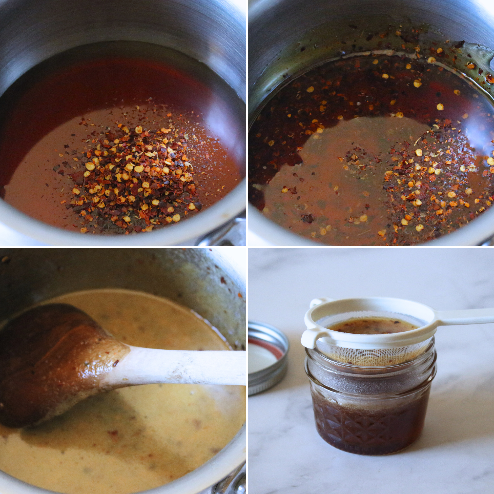 Homemade hot honey in a small glass jar.