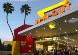 In-N-Out restaurant with Palm trees in the background