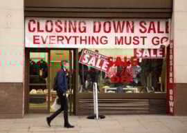 Closing down sale sign in a shop window