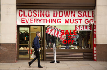 Closing down sale sign in a shop window