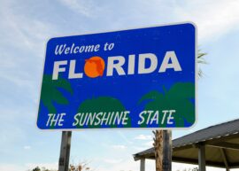 State of Florida official Welcome sign at the Welcome center