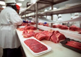 Meats of all types raw before it is packaged and shipped to stores and restaurant