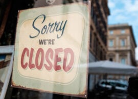 Sorry we're closed sign on window