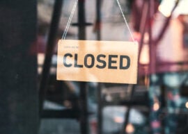 Closed sign on a window