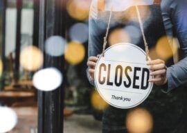 "Closed" sign at a restaurant